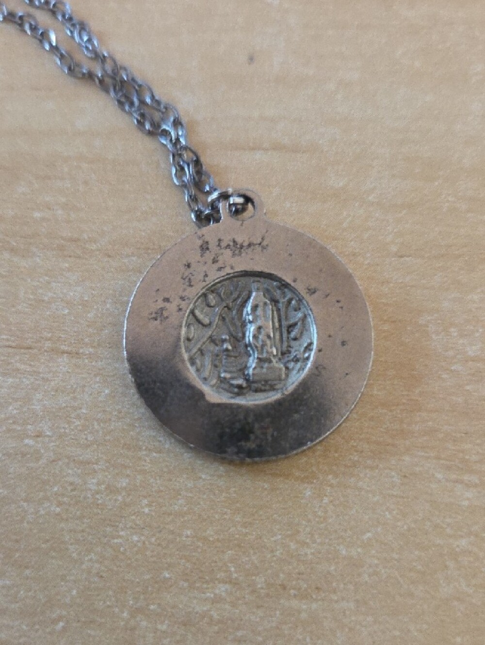 Mother Mary Madonna pendant Silver-Tone Blue Enamel Religious Pendant Necklace - Picture 6 of 9